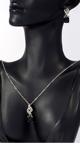 Picture of Best Black Platinum Plated 2 Pieces Jewelry Sets