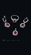 Picture of Elegant Colored Cubic Zirconia Platinum Plated 3 Pieces Jewelry Sets