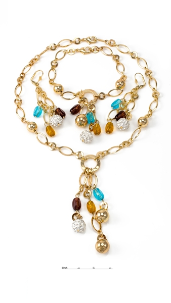 Picture of Modern Design Gold Plated Crystal 3 Pieces Jewelry Sets