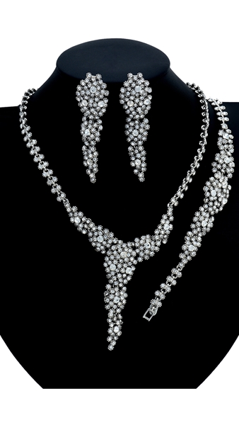 Picture of Oem Big Platinum Plated 3 Pieces Jewelry Sets