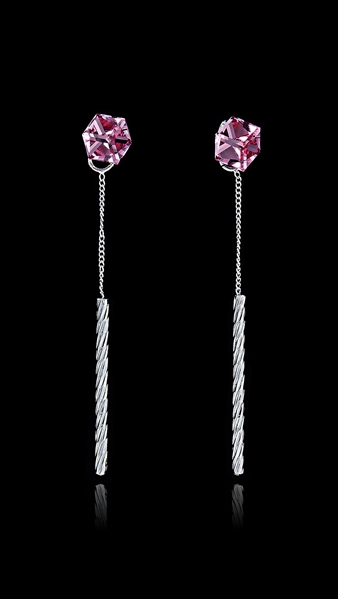 Picture of Nickel And Lead Free Platinum Plated Swarovski Element Drop & Dangle