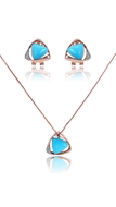 Picture of High Quality Sea Blue Rose Gold Plated 2 Pieces Jewelry Sets