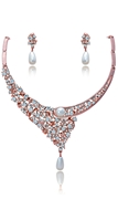 Picture of Elegant Colored Crystal Rose Gold Plated 2 Pieces Jewelry Sets