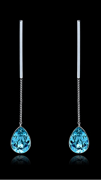 Picture of Shinning Platinum Plated Single Stone Drop & Dangle