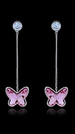 Picture of Lovely And Touching Pink Platinum Plated Drop & Dangle