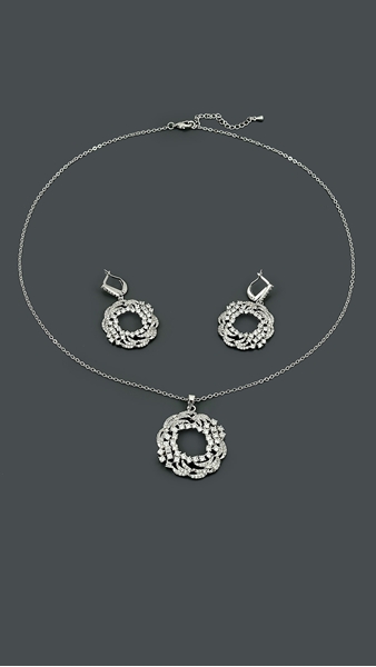 Picture of Trendy Cubic Zirconia Platinum Plated 2 Pieces Jewelry Sets