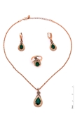 Picture of Three-Dimensional Rose Gold Plated Glass 3 Pieces Jewelry Sets