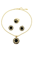Picture of Elegant Colored Black Enamel 3 Pieces Jewelry Sets