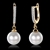 Picture of Charming Platinum Plated Venetian Pearl Huggies Earrings