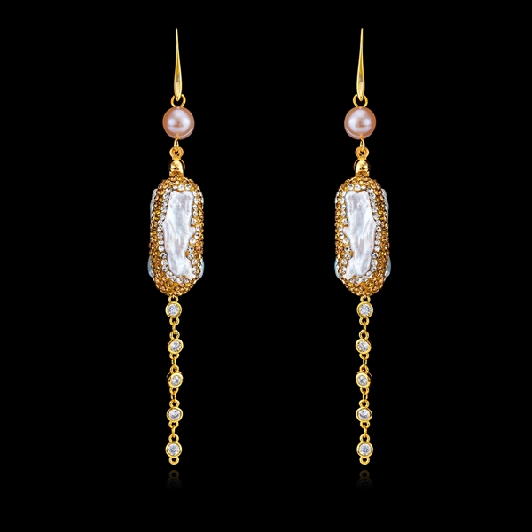 Picture of Wholesale Gold Plated Big Dangle Earrings with No-Risk Return