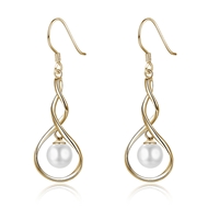 Picture of Good Quality Artificial Pearl 925 Sterling Silver Dangle Earrings