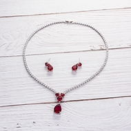 Picture of Amazing Big Red Necklace and Earring Set