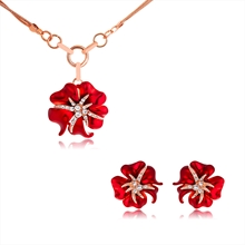 Show details for Distinctive Red Casual Necklace and Earring Set with Low MOQ
