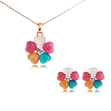 Show details for Wholesale Rose Gold Plated Zinc Alloy Necklace and Earring Set with No-Risk Return