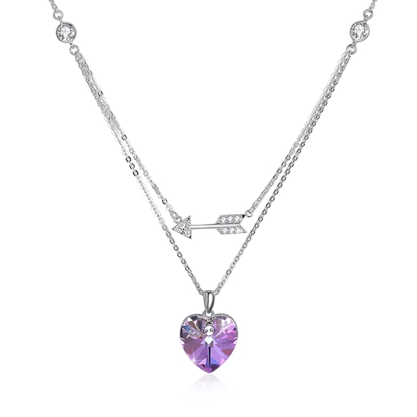 Picture of Fashionable Love & Heart 925 Sterling Silver Pendant Necklace