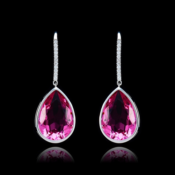 Picture of Amazing Zinc-Alloy Pink Drop & Dangle