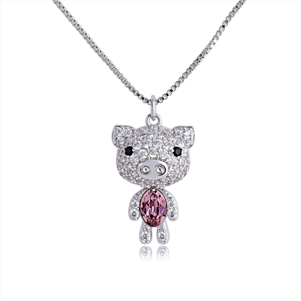 Picture of Eye-Catching Platinum Plated Bear Pendant Necklace with Member Discount
