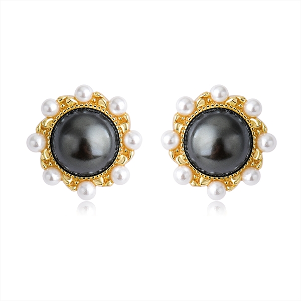Picture of Wholesale Gold Plated Black Stud Earrings at Great Low Price