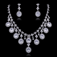 Picture of Need-Now White Cubic Zirconia Necklace and Earring Set from Editor Picks