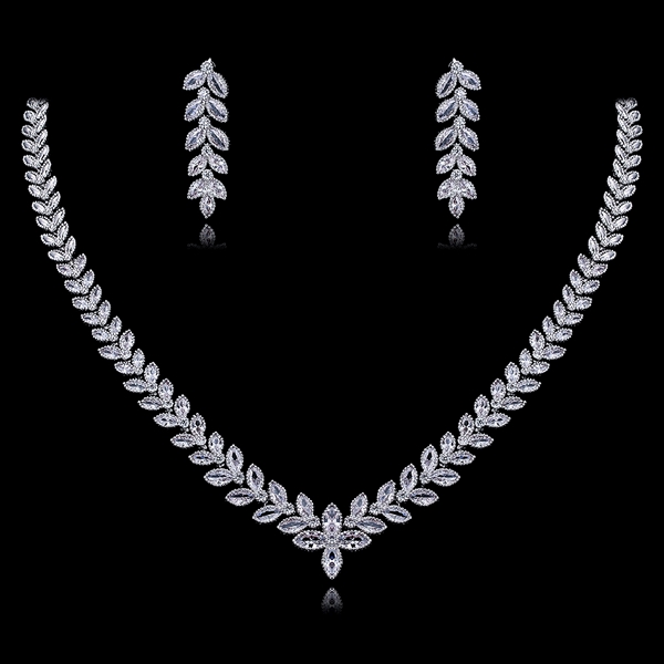 Picture of Staple Big Platinum Plated Necklace and Earring Set