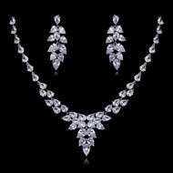 Picture of Origninal Big Platinum Plated Necklace and Earring Set