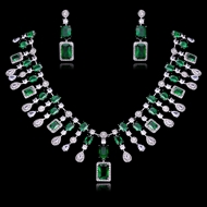 Picture of Need-Now Green Cubic Zirconia Necklace and Earring Set from Editor Picks