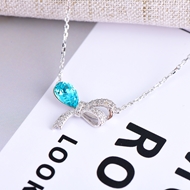 Show details for Fashion Swarovski Element Blue Pendant Necklace