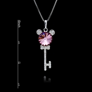 Picture of Designer Platinum Plated Key Pendant Necklace with No-Risk Return