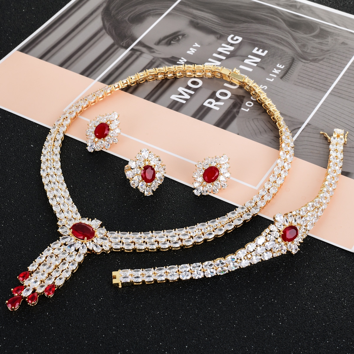 Luxury Cubic Zirconia 4 Piece Jewelry Set with Fast Delivery