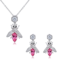 Show details for Affordable Platinum Plated Zinc Alloy Necklace and Earring Set from Trust-worthy Supplier