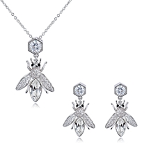 Show details for Zinc Alloy Platinum Plated Necklace and Earring Set with Unbeatable Quality