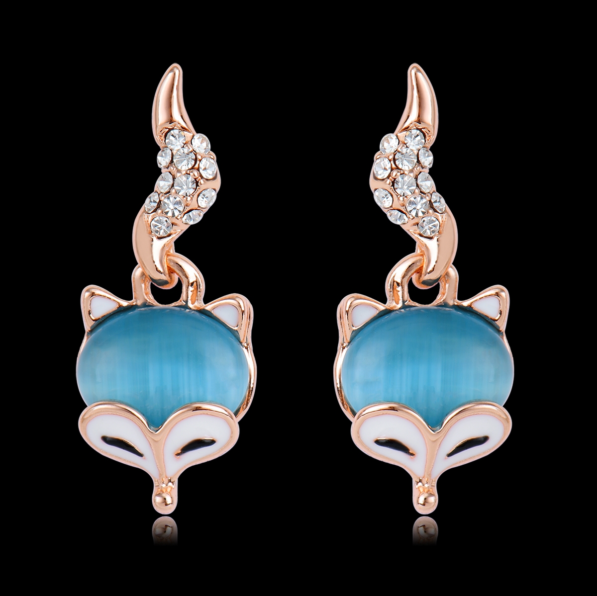 Pretty Opal Rose Gold Plated Dangle Earrings