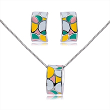 Show details for Top Enamel Colorful Necklace and Earring Set