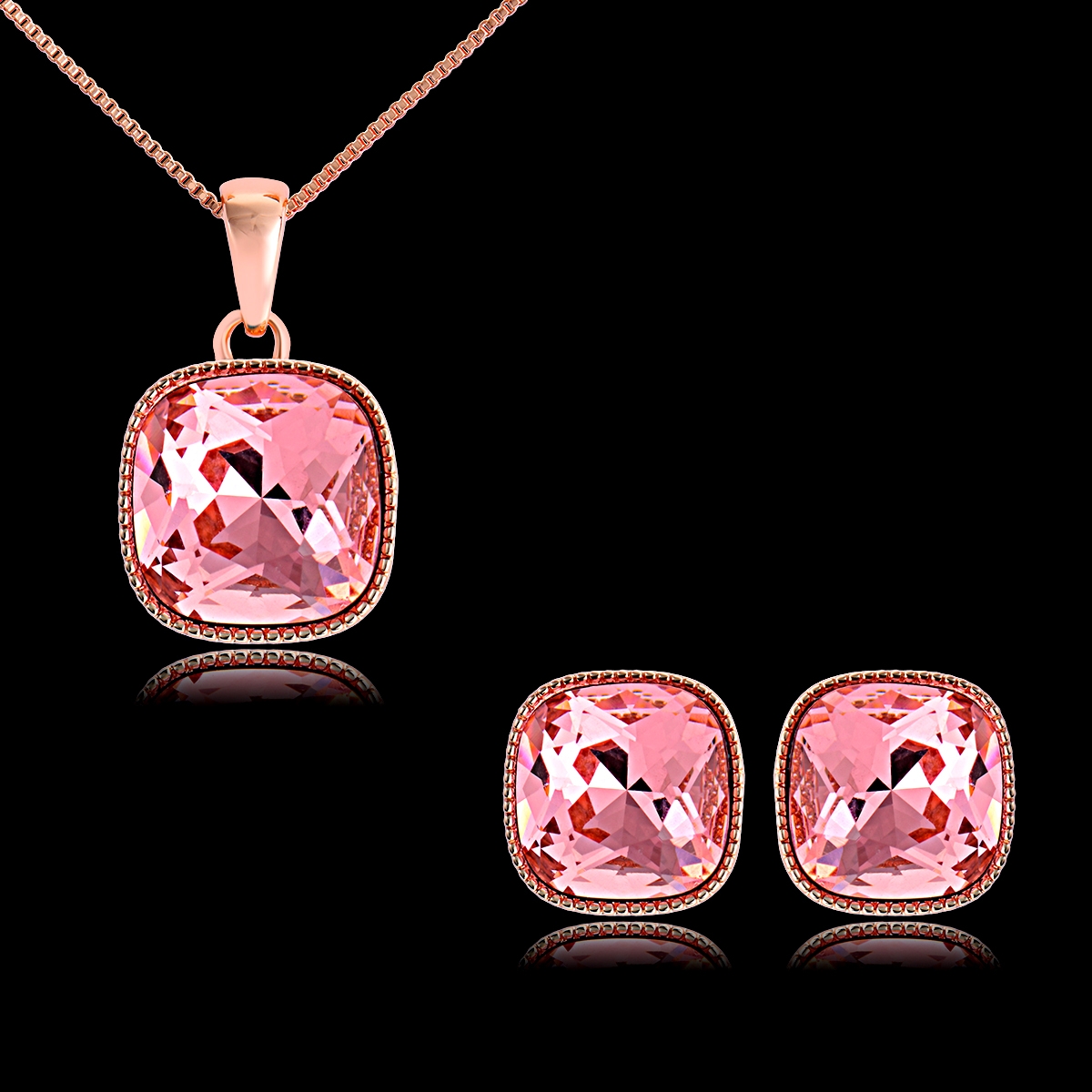 Classic Pink Necklace and Earring Set with 37 Day Delivery