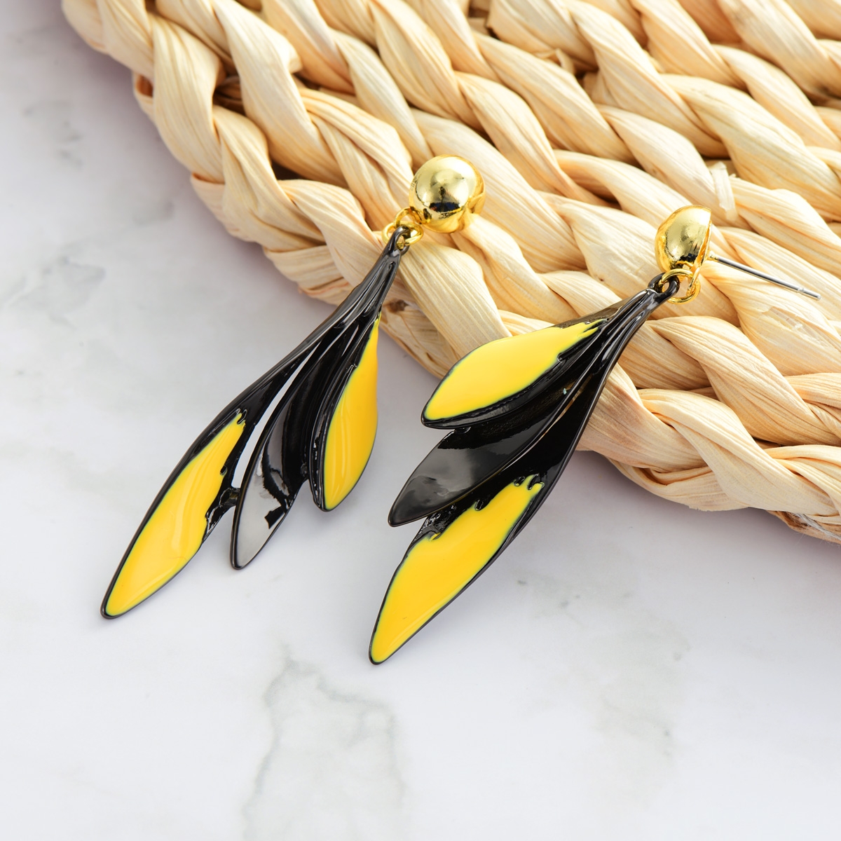 Popular Enamel Yellow Dangle Earrings