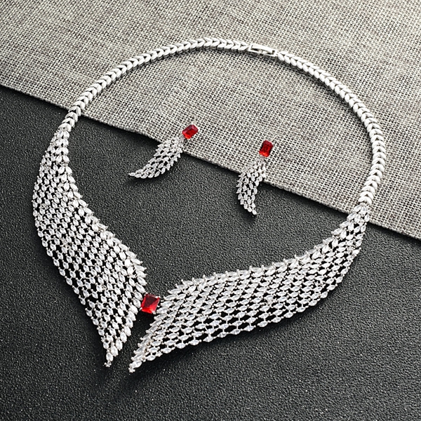 Picture of Great Value Red Big Necklace and Earring Set with Full Guarantee