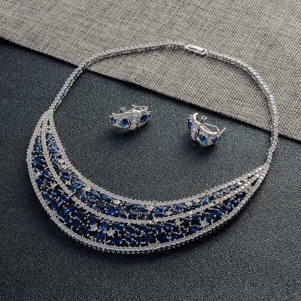 Picture of Luxury Platinum Plated Necklace and Earring Set Online Only