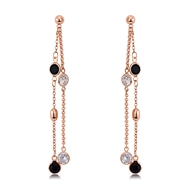 Picture of Unique Artificial Crystal Rose Gold Plated Dangle Earrings