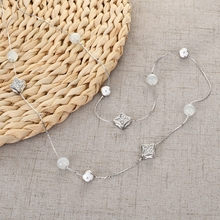 Show details for Wholesale Platinum Plated White Long Chain Necklace with No-Risk Return
