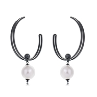 Picture of Buy Gold Plated Artificial Pearl Big Hoop Earrings with Price