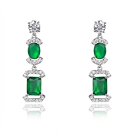 Picture of Irresistible Green Platinum Plated Dangle Earrings with Easy Return