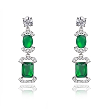 Show details for Irresistible Green Platinum Plated Dangle Earrings with Easy Return