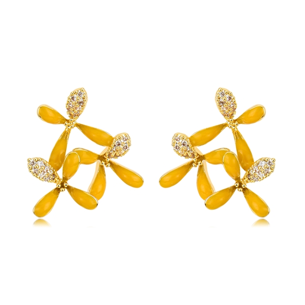 Picture of Unique Cubic Zirconia Yellow Big Stud Earrings