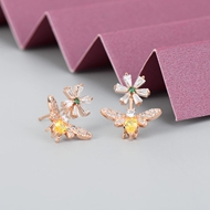 Show details for Buy Rose Gold Plated Yellow Big Stud Earrings with Wow Elements
