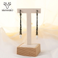 Picture of Gunmetal Plated Artificial Pearl Dangle Earrings for Female