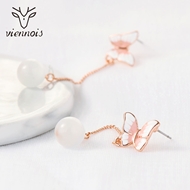 Picture of Charming Pink Rose Gold Plated Dangle Earrings As a Gift