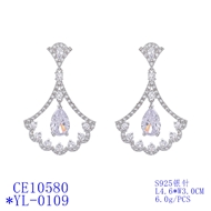 Picture of Beautiful Cubic Zirconia Platinum Plated Dangle Earrings