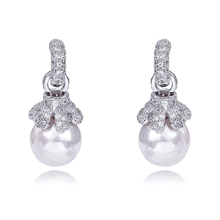 Show details for Luxury White Dangle Earrings with 3~7 Day Delivery