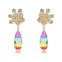 Show details for Flowers & Plants Gold Plated Dangle Earrings with Fast Shipping