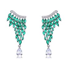 Show details for Distinctive Green Platinum Plated Dangle Earrings with Low MOQ